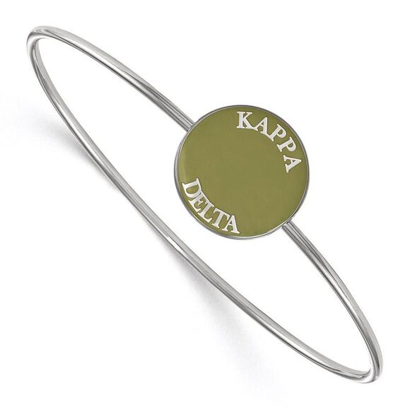 Sterling Silver Kappa Delta Green Enamel Bangle - 7 in. - Picture 1 of 4